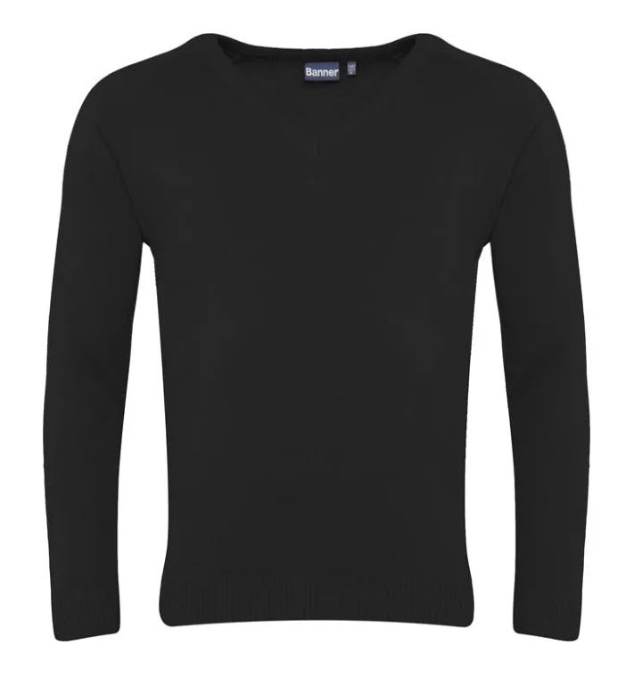 Plain V Neck Jumper Black