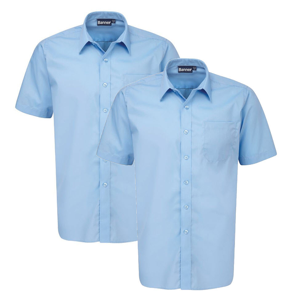 Whitehall School Short Sleeve Easycare Polycotton Shirts - Twin Pack