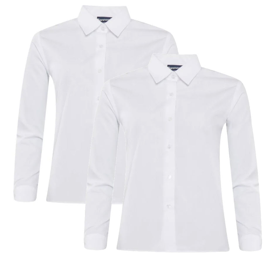Long Sleeve Blouses - Twin Pack White