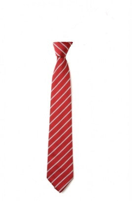 Cedar Road Academy Year 3 to 6 Red and White Clip On Tie 14 Inch
