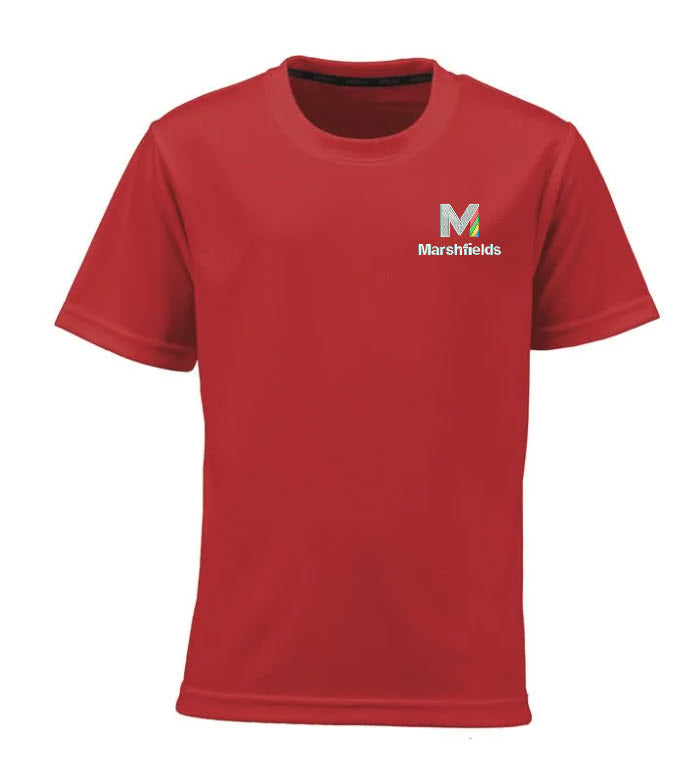 Marshfields School PE T Shirt Red