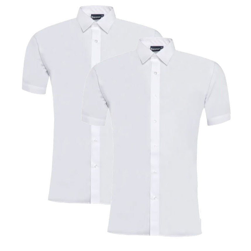Short Sleeve Easycare Polycotton Blouses - Twin Pack White