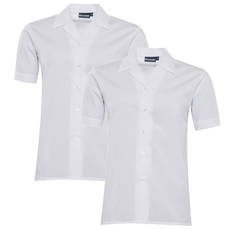 Short Sleeve Revere Collar Blouses - Twin Pack