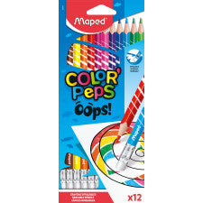 COLOUR'PEPS OOPS ERASABLE COLOURING PENCILS 12PK