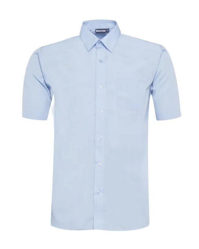 Short Sleeve Easycare Polycotton Shirts - Twin Pack Blue