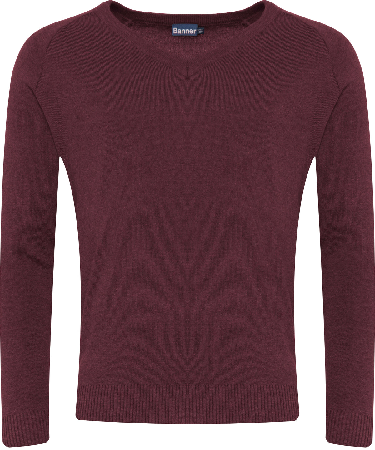 Plain 50/50 V Neck Jumper Maroon